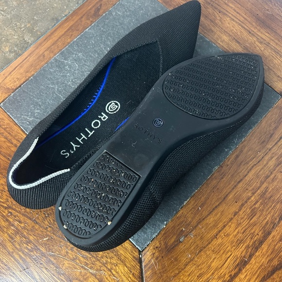 Rothy's Black Flats with Blue Trim - Picture 3 of 4